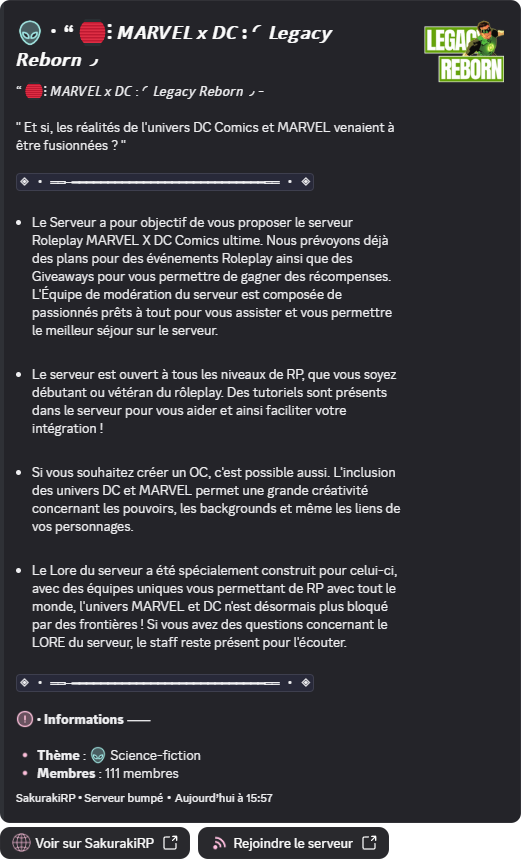 Annonce de bump d'un serveur non premium sur le Discord SakurakiRP
