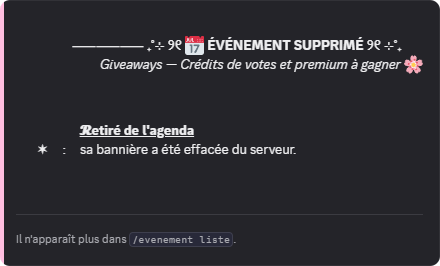 Confirmation de la suppression d'un événement