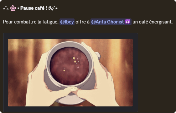 Interaction sociale avec GIF animé envoyée par SakurakiBot