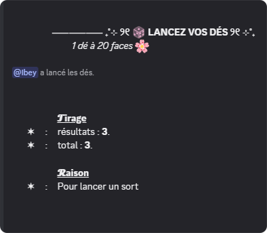 Résultat d'un lancer de dés par SakurakiBot