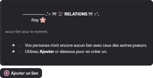 Panneau des relations sans aucun lien