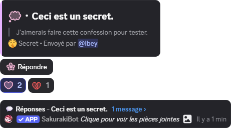 Confession avec son fil de réponses attaché