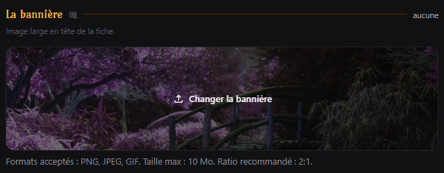 Rubrique La bannière avec son aperçu survolé