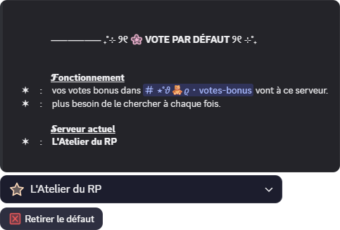 Configuration du serveur de vote par défaut